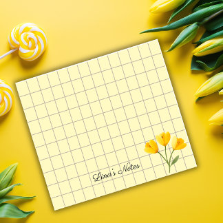 Tea Time Yellow Flower – Personalized Grid Sticky  Post-it Notes