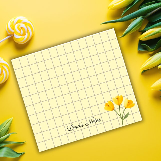 Tea Time Yellow Flower – Personalized Grid Sticky  Post-it Notes (Creator Uploaded)