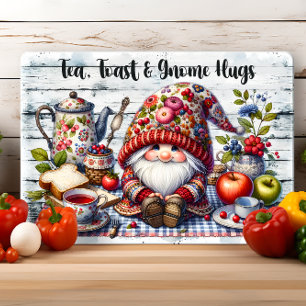 Tea Toast Gnome Hugs Vintage Cute Gnome  Cutting Board