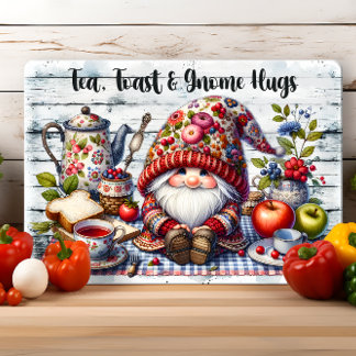 Tea Toast Gnome Hugs Vintage Cute Gnome  Cutting Board