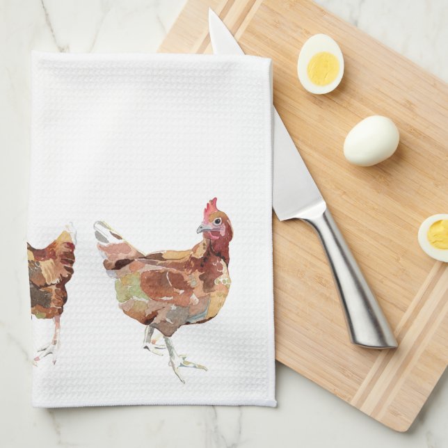 Tea Towel - 3 Chickens French Kitchen (Quarter Fold)