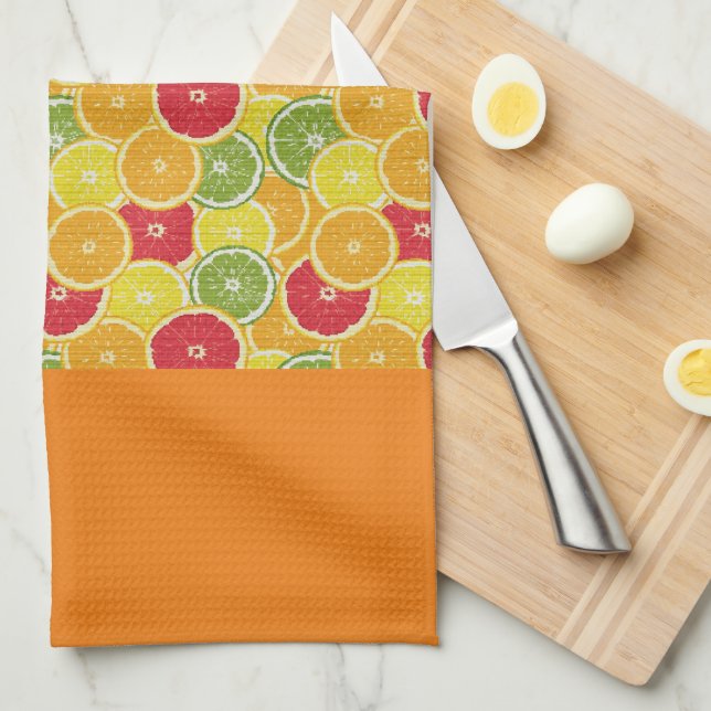 Tea Towel - Citrus Fruit Slices Orange (Quarter Fold)