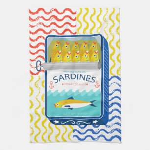 Tea Towel  Eclectic Sardines Design 