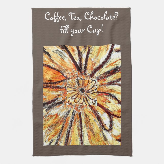 Tea Towel Gerberas Café, (Vertical)