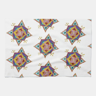 Tea Towel Pink Yellow Mandala