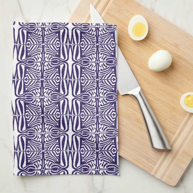 Tea Towel Purple Ornament (Quarter Fold)