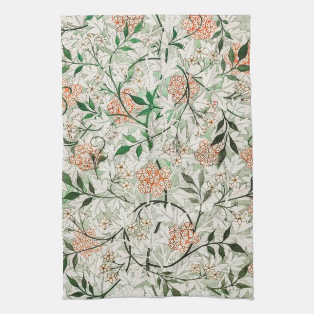 TEA TOWEL : WILLIAM MORRIS: GREEN JASMINE (Vertical)