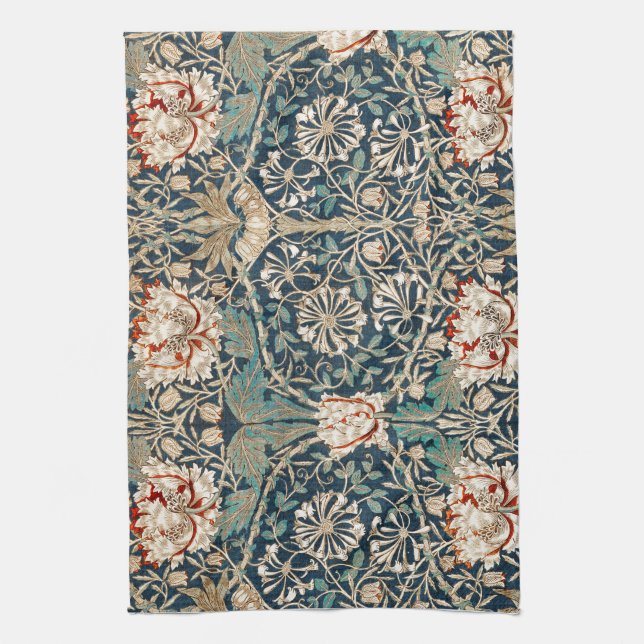 TEA TOWEL : WILLIAM MORRIS : HONEYSUCKLE (Vertical)