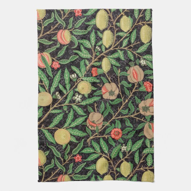 TEA TOWEL : WILLIAM MORRIS : POMEGRANATE (Vertical)