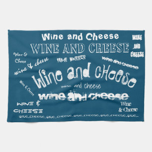 Tea Towel Wine and Cheese (Blue)