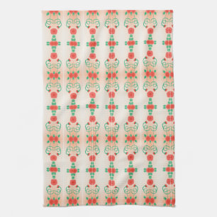 Tea-Towel With a Red Floral Design Kitchen Towel