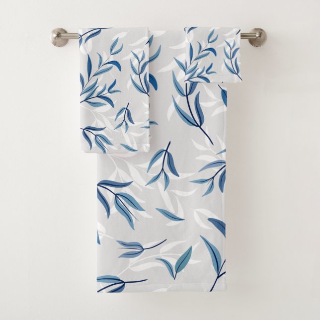 Tea Tree Feuilles Turquoise bleu et gris Serviette (En situation)