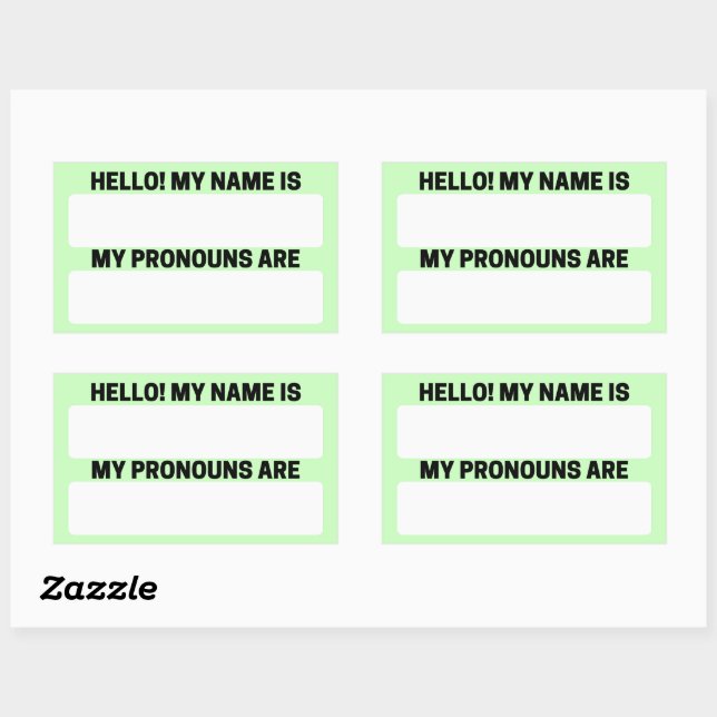 Tea vert Nom & Pronoun Étiquettes (Feuille)