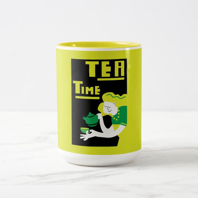 Tea Wall Art Poster Print Two-Tone Coffee Mug (Center)