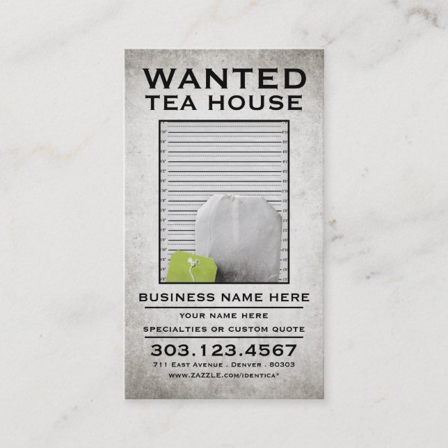 tea wanted poster stamp card (Front)