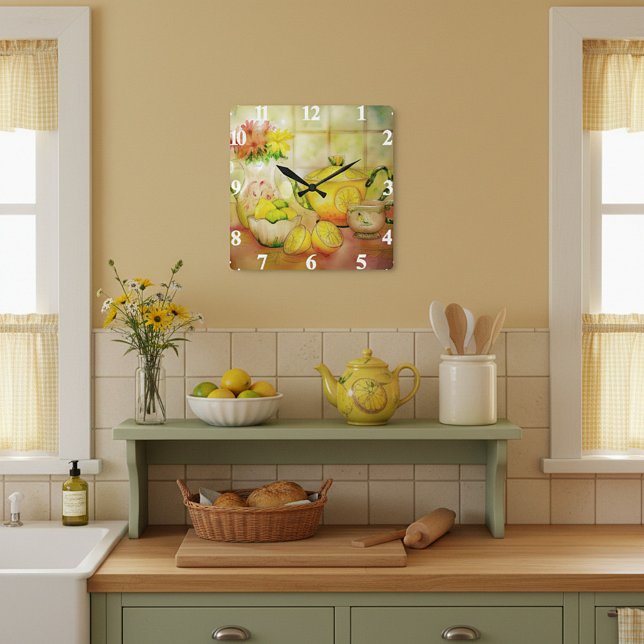 Tea with lemon  square wall clock (Creator Uploaded)