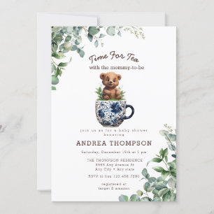 Tea with Mom Baby Safari Animal Baby Shower Invitation