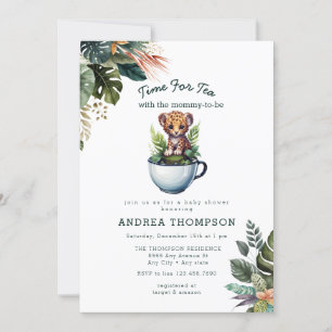 Tea with Mom Baby Safari Animal Baby Shower Invitation