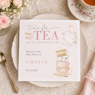 Tea with the Mom-to-be Baby Girl Shower Napkin
