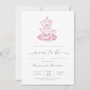Tea with the mom to be baby shower invitation