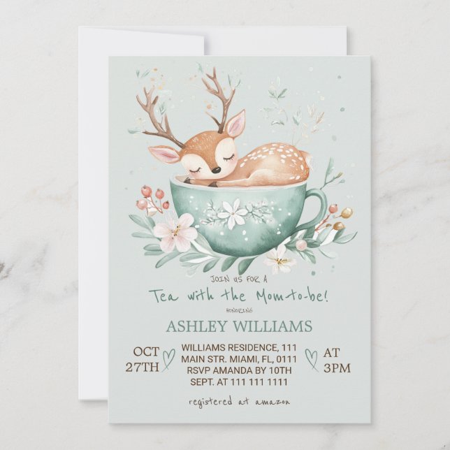 Tea With the Mom-to-be Baby Shower Invitation (Front)