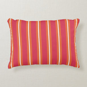 Teaberry and Mandarin Stripes Accent Pillow