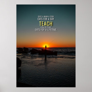 Teach a Man to Fish Motivational Quote Poster