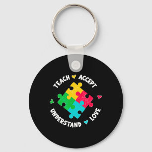 Teach Accept Understand Love Teacher Autism Awaren Keychain