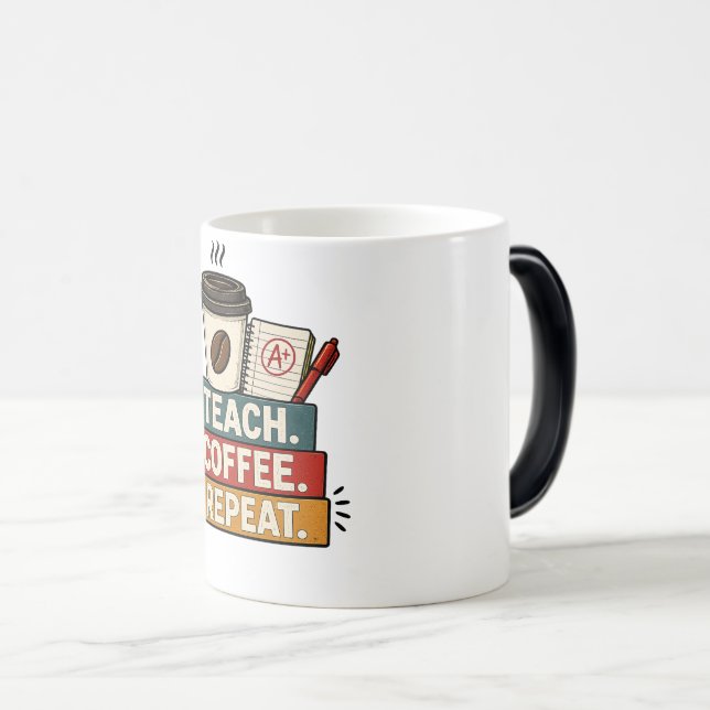 Teach Coffee Repeat Teacher Retro Back To School Magic Mug (Front Right)