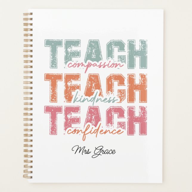 Teach Compassion Kindness ,Personalized teacher  Planner (Front)