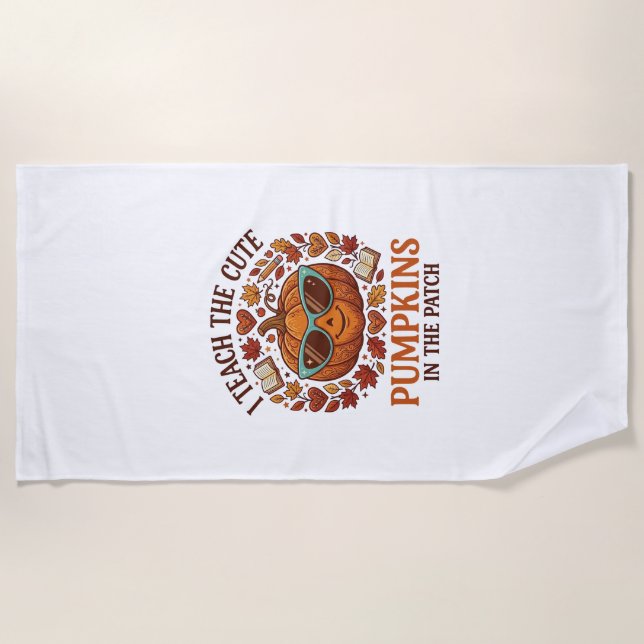 Teach Cute Pumpkins Patch Halloween Sunglasses_1 Beach Towel (Front)