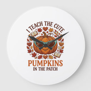 Teach Cute Pumpkins Patch Halloween Sunglasses_1 Large Clock