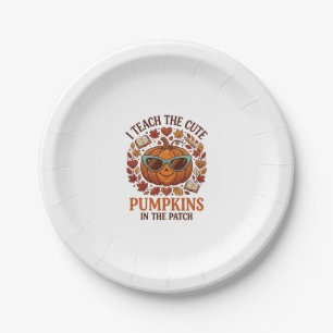 Teach Cute Pumpkins Patch Halloween Sunglasses_1 Paper Plate