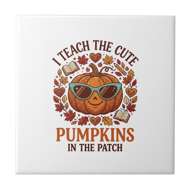 Teach Cute Pumpkins Patch Halloween Sunglasses_1 Tile (Front)