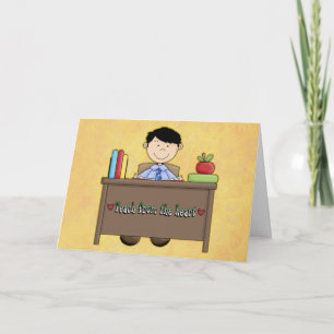 Teach From the Heart Male Teacher Appreciation Thank You Card