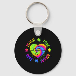 Teach Hope Love Inspire Autism Awareness Teacher T Keychain