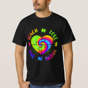 Teach Hope Love Inspire Autism Awareness Teacher T T-Shirt