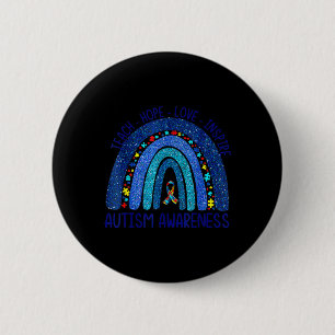 Teach Hope Love Inspire Teacher We Wear Blue Autis 2 Inch Round Button