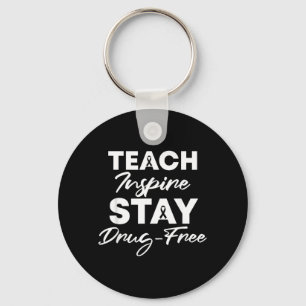 Teach Inspire Stay Drug-Free Red Ribbon Week Keychain