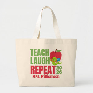 Teach, Laugh, Repeat Teacher Tote Bag