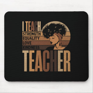 Teach Love Equality Strength Kindness Teacher Afro Mouse Pad