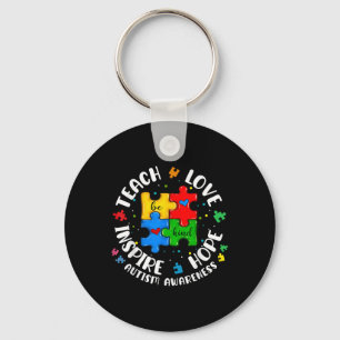 Teach Love Hope Inspire Autism Awareness Be Kind T Keychain