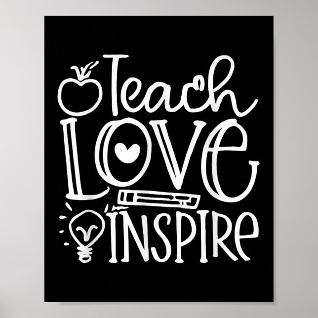 Teach Love Inse Retro Teacher Kids Back To School  Poster (Front)