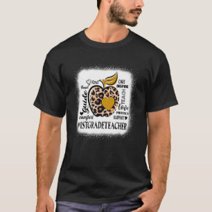 Teach Love Inspire 1st Grade Teacher Leopard Back T-Shirt