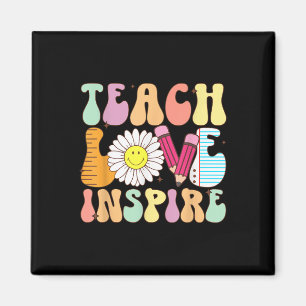 Teach Love Inspire Back To School Teacher Groovy R Magnet
