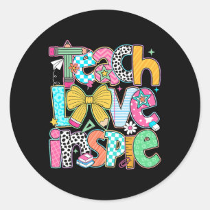 Teach Love Inspire Back To School Teacher Kids Boy Classic Round Sticker