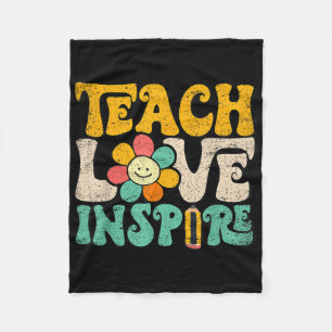 Teach Love Inspire Back To School Teachers Retro G Fleece Blanket