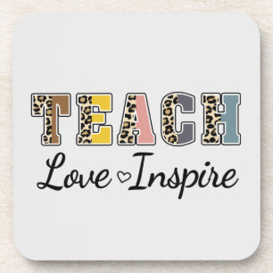 Teach, Love, Inspire – Colourful Teacher Coaster