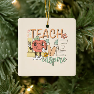 Teach Love Inspire – Cute School Supplies Ceramic Ornament