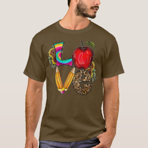 Teach Love Inspire Cute Sunflower Leopard Cheetah  T-Shirt
